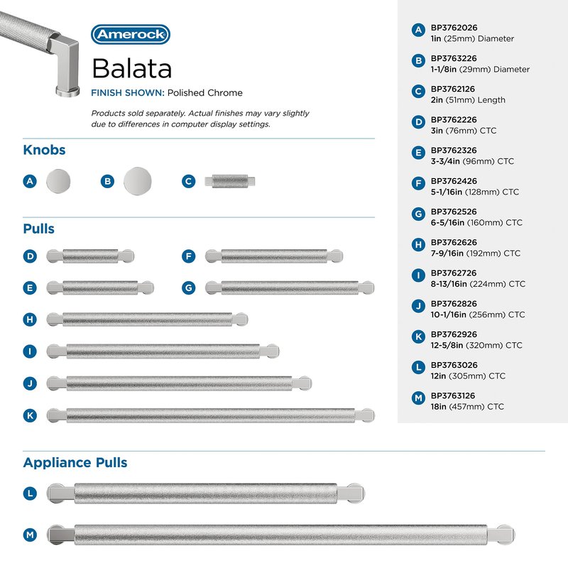 Amerock Balata 7-9/16 inch (192mm) Center-to-Center Polished Chrome Cabinet Pull, BP3762626