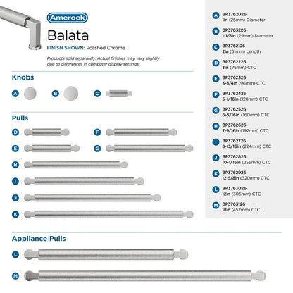 Amerock Balata 7-9/16 inch (192mm) Center-to-Center Polished Chrome Cabinet Pull, BP3762626