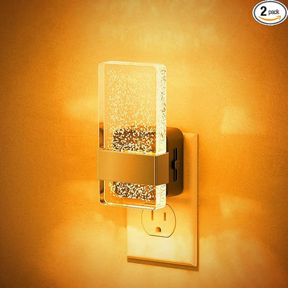 JandCase Night Lights Plug into Wall, Dusk to Dawn Sensor, Acrylic Bubble Design, 0-100lm Adjustable Brightness, for Bedroom, Bathroom, Living Room, Hallway