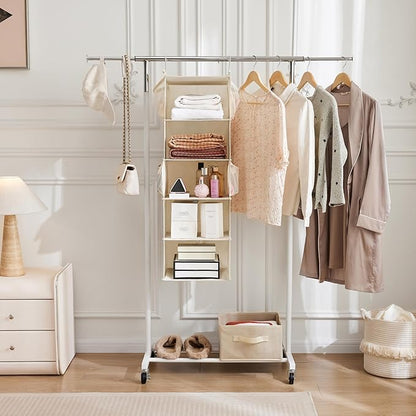 MAX Houser 5 Shelf Hanging Closet Organizer, Space Saver, Cloth Hanging Shelves