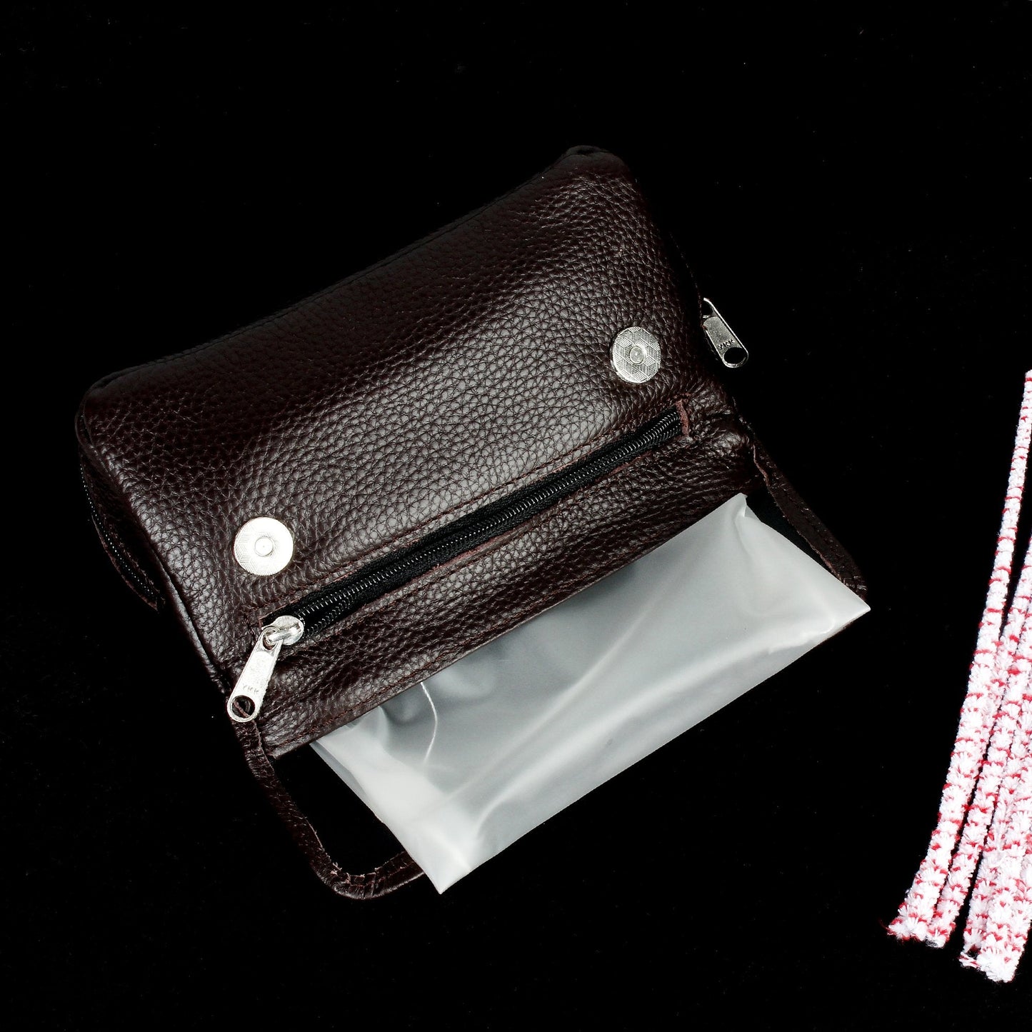 Genuine Leather Smoking Tobacco Pipe Pouch Case Bag for 2 Pipes Tamper Filter Tool Cleaner Preserve Freshness (Brown)