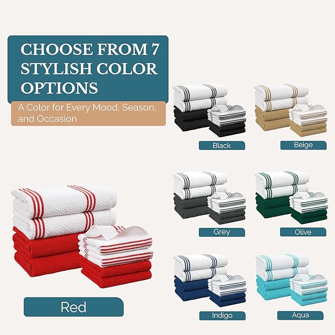 Casa Platino Dish Towels for Kitchen Drying Kitchen Towels – 8 Pc Durable