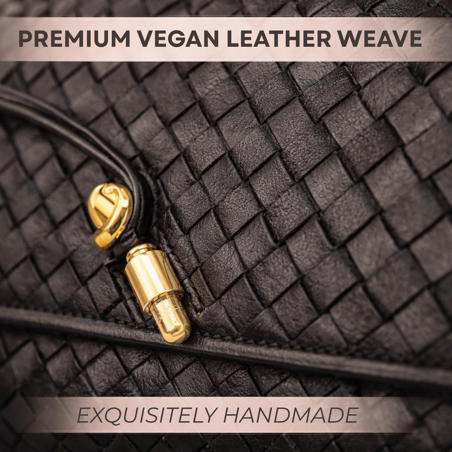 BEGONICA Woven Evening Clutch Purse for Women - Soft Vegan Leather Crossbody Bag - Small Black Evening Bag - Elegant Shoulder Handbag for Weddings & Parties