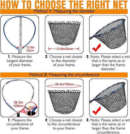 Rubber Fishing Net Replacement - Clear & Black Foldable Landing Net for Freshwater & Saltwater | 5 Sizes Available