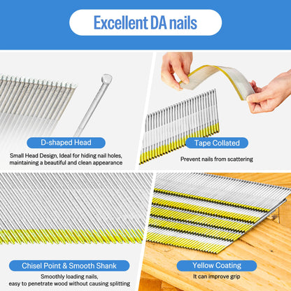 meite 15 Gauge Angled Finish Nails 1-1/2 Inch 34 Degree Nails for Pneumatic or Electric Finish Nailer, Galvanized No-Rust Finishing Nail for Cabinet Crown Baseboard Window Casing, DA Style 19,200 PCS