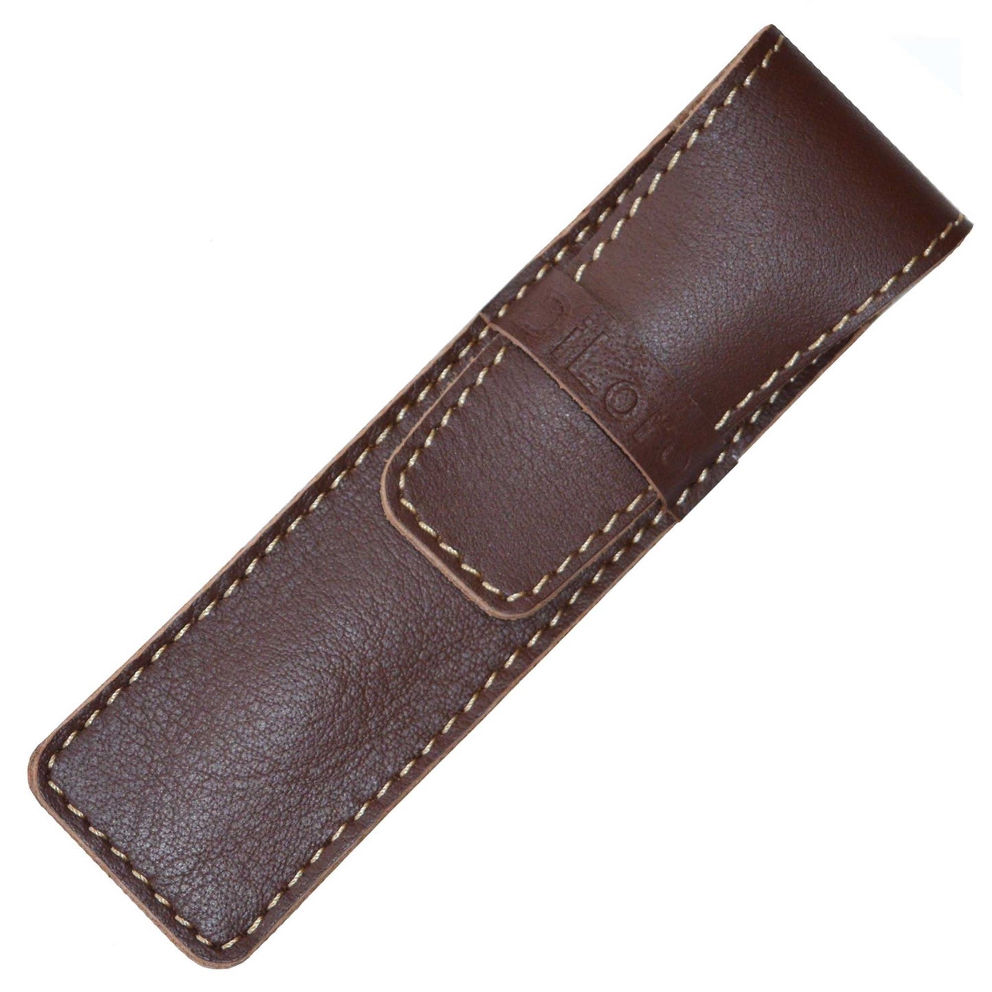 DiLoro Full Grain Thick Genuine Single Leather Pen Case Holder Pouch Pen Protector Pencil pencase (Buffalo Brown)