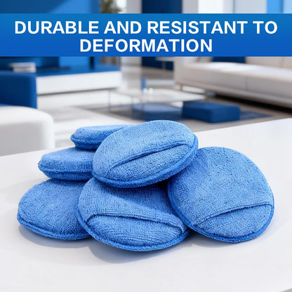FONASONIC 6 Pack Microfiber Wax Applicator Pads, Car Wax Applicator with Finger Pocket, Detail & Polishing Foam Pad for Car Cleaning and Best Polishing (5 inch)