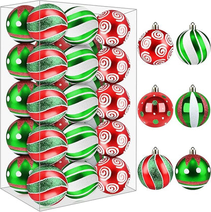 Christmas Balls Ornaments for Xmas Tree- 30Pcs Shatterproof Christmas Tree Decorations, 2.36" Hanging Balls Muti-Color Xmas Ball Ornaments Set for Holiday Party Decoration