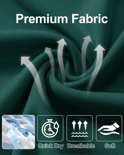 Workout Shirts for Men Set Long Sleeve Summer Shirts Men UPF 50 Quick Dry Shirts Athletic T-Shirt Sun Shirts Hiking Shirts Dark Green