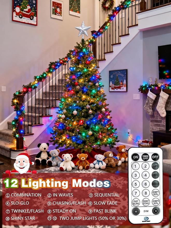Voice Controlled Christmas Lights with Remote, 264 FT 800 LED String Lights Indoor Outdoor with 12 Modes 3 Timers, Dimmable Twinkle Light Plug in Waterproof for Xmas Tree Party Decor, Multicolor