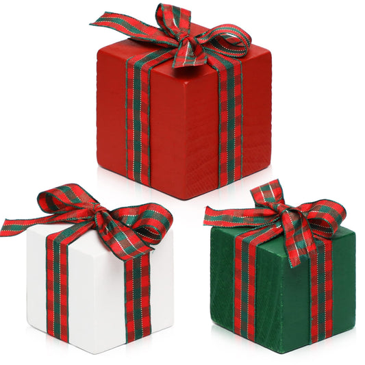 Christmas Tiered Tray Decor Set of 3 Mini Wood Small Table Decor Shelf décor (Buffalo Plaid 1)