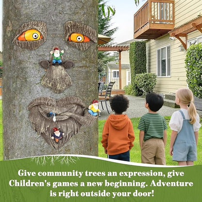 Tree Faces Decor Outdoor, face for Tree Decorations Art Garden Statues,Yard Art Clearance,Whimsical Yard Decor,Whimsical Outdoor Garden,Gardening Gifts,Halloween,Huggers,Funny,Scary,gnome