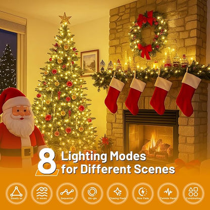 Christmas Lights 500LED 164 FT, Waterproof Christmas Tree Lights with 8 Modes, Remote Control 3 Timers & Memory Function Xmas Decorations for House and Holiday (Warm White)