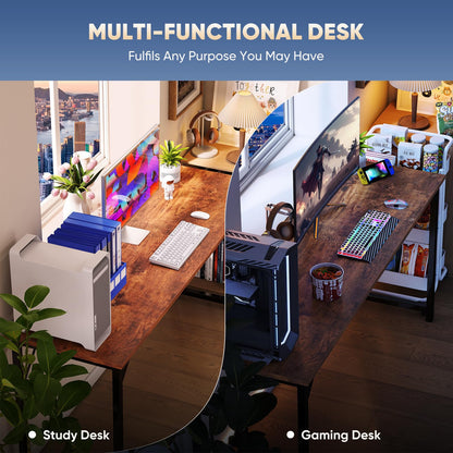 DUMOS 32 Inch Office Small Computer Desk Modern Simple Style Writing Study Work Table for Home Bedroom - Wood Brown