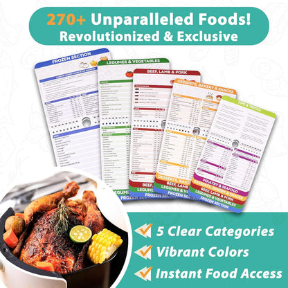 270+ Foods Air Fryer Cooking Guide Magnetic, Air Fryer Cheat Sheet Magnets Cooking Guide Booklet, Air Fryer Accessories for Air Fryer Cooking Guide Flip Chart, Air Fryer Temp and Time Chart