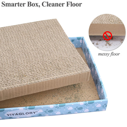 VIVAGLORY Cat Scratcher, Scratching Pads With Box, Reversible Board for Indoor Cats Kitty, Cardboard Scratcher, Catnip Included, 1 Pack, Extra Wide