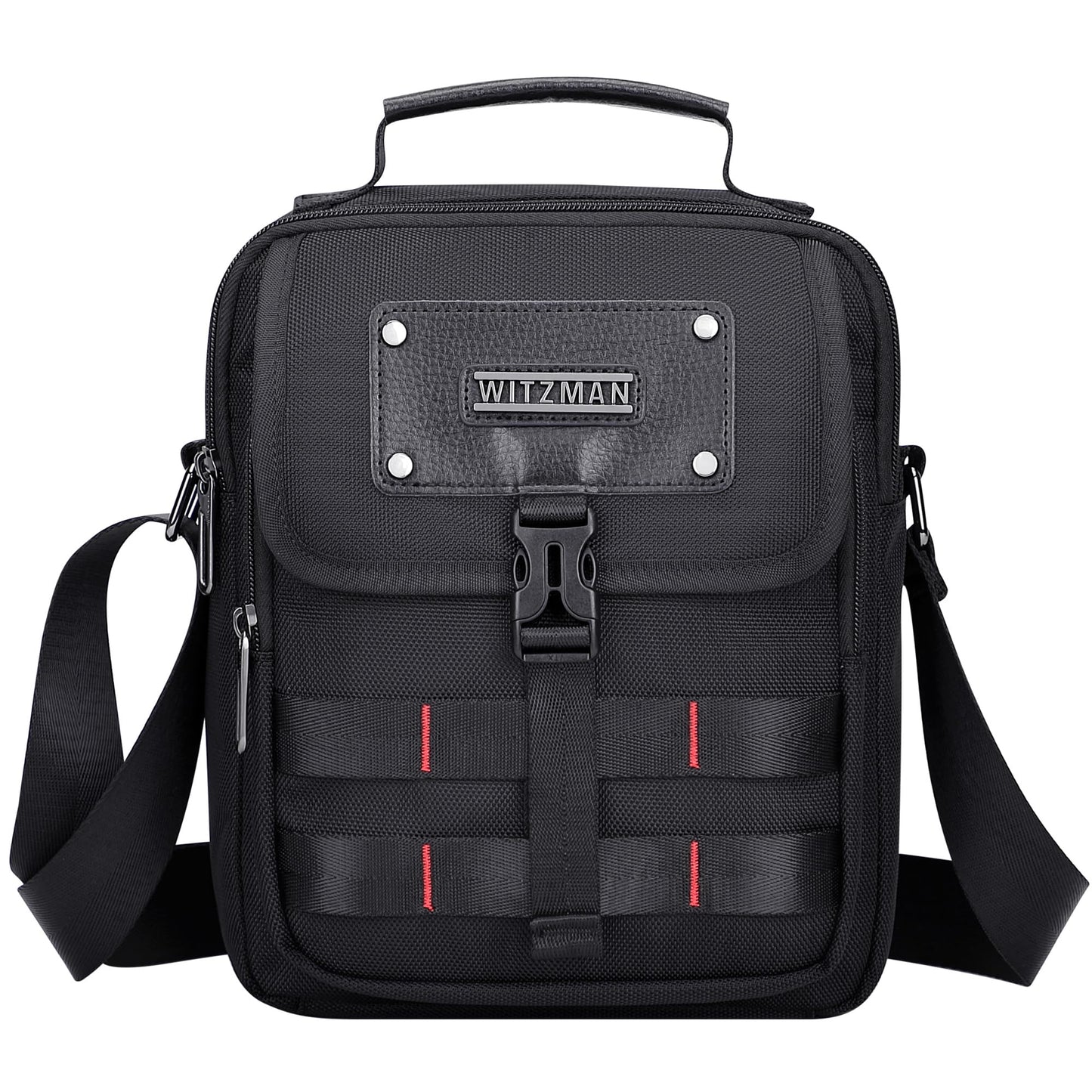 WITZMAN Crossbody Bag for Men Lightweight Man Purse Messenger Bag Casual Satchel Nylon Shoulder Bag for Work Traveling(B708 Black)