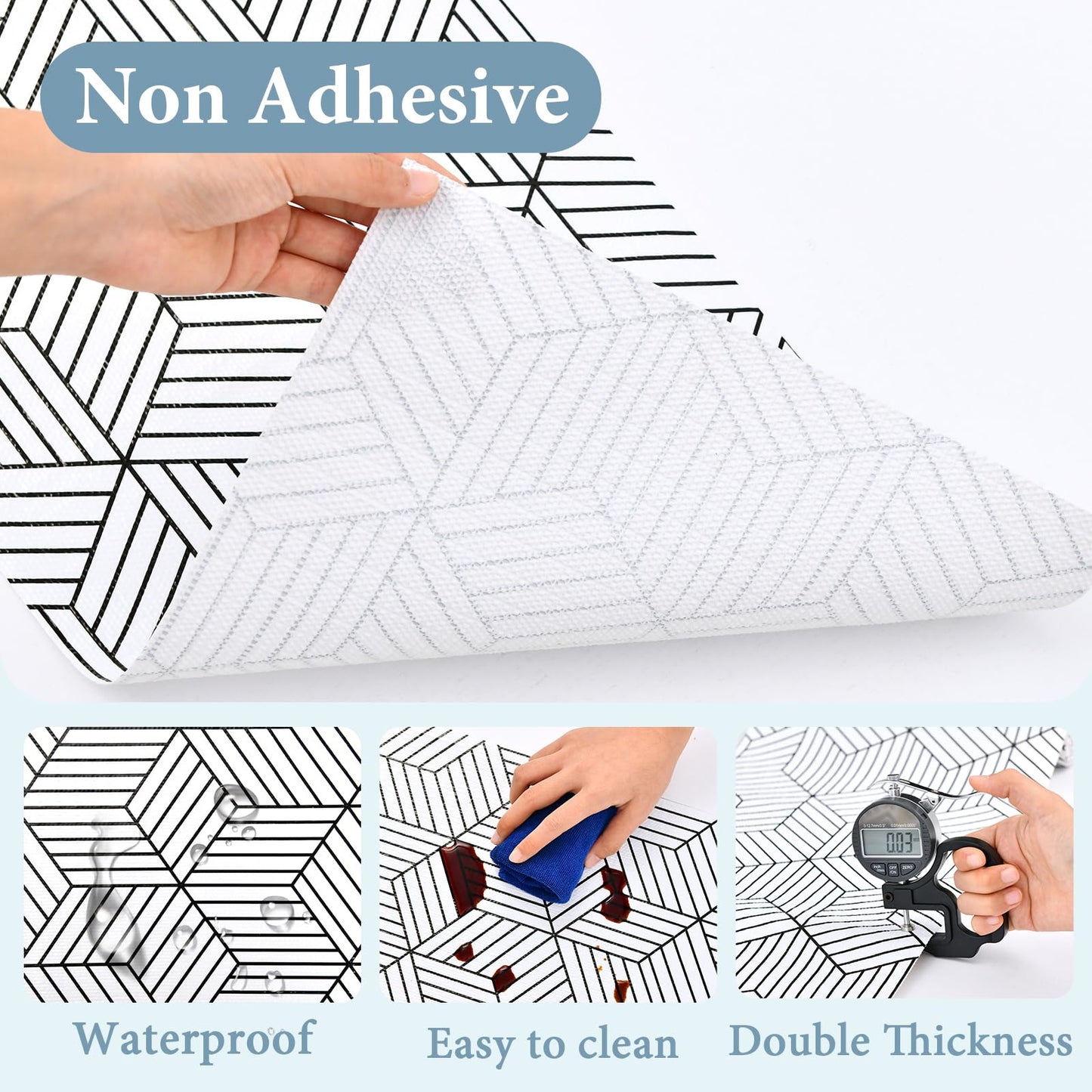 Shelf Liners for Kitchen Cabinets 17in x 30FT, Non Adhesive Cabinet Liner Strong Non-Slip Golden Leaf Drawer Liner, Easy to Clean for Shelf, Cabinet with Knife and Tape Measure