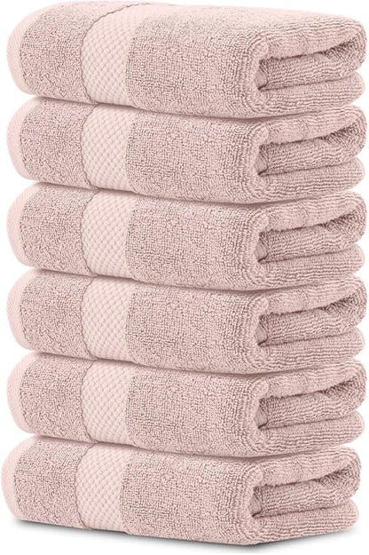 White Classic Luxury Pink Hand Towels