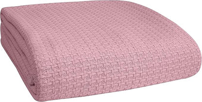 BELIZZI HOME 100% Cotton Bed Blanket, Breathable Bed Blanket King Size, Cotton Thermal Blankets King, Perfect for Layering Any Bed for All Season, Purple