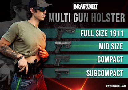 BravoBelt Laser Fit Edition - Belly Band Holster for Concealed Carry | Compatible with Red Dot, Lasers & Tactical TLR Light Systems -Unisex, Black