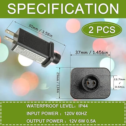 12V 6W LED Transformer Replacement Class 2 Power Supply for Christmas String Light Inflatable Decorations LED Controller IP44 Waterproof Low Voltage