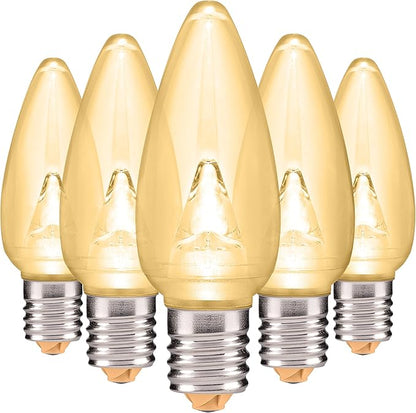 Holiday Lighting Outlet Smooth C9 Christmas Lights | Sun Warm White LED Bulbs for Indoor & Outdoor Christmas Decor | Set of 25