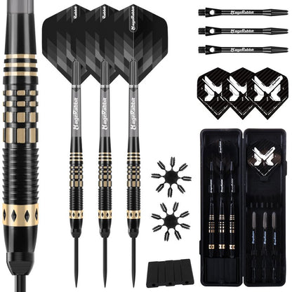 MageRabbit Steel Tip Darts Set 3 Pack, Copper Barrel Metal Tip Darts with Aluminum Shafts, 6 Extra Flights, Dart Tools and Carrying Case for Dartboard