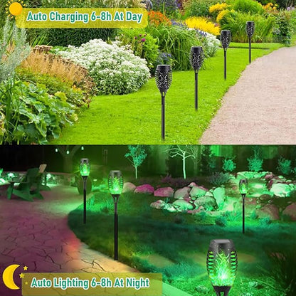 Solar Lights Outdoor, Solar Torch Light with Flickering Flame for Garden Decor, 20.5'' Small Size Solar Powered Garden Lights, Waterproof Flame Torches for Outside Patio Pathway Yard Decorations