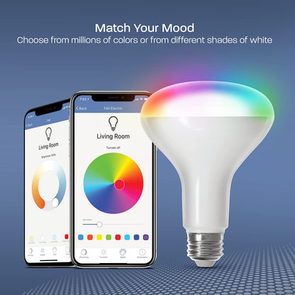 Feit Electric BR30 Smart Flood Light Bulb,2.4GHz WiFi Color Changing and Dimmable, No Hub, Works with Alexa or Google Assistant, BR30/RGBW/CA/AG, 65W, Multi-Color (RGBW), 1 Count (Pack of 1)