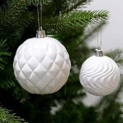 Christmas Ornaments Set with 60pcs Shatterproof Christmas Tree Decorations Multi-Size Christmas Ball Ornaments with 7 Styles White