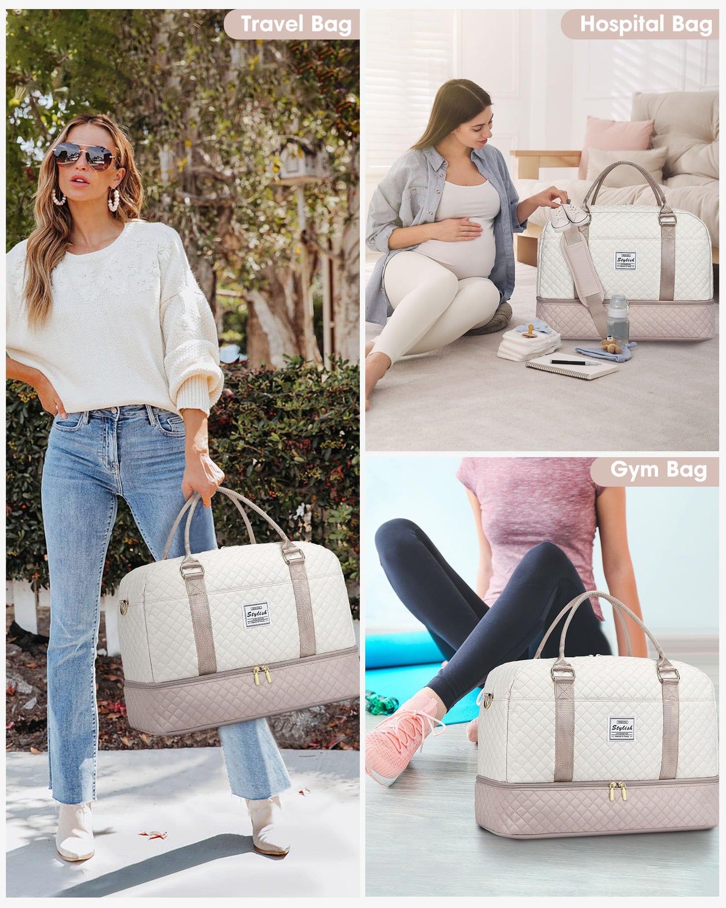 Weekender Bags for Women Travel Bag- Duffle Bag for Women with Shoe Compartment Carry On Overnight Bag with Toiletry Bag & Wet Pocket