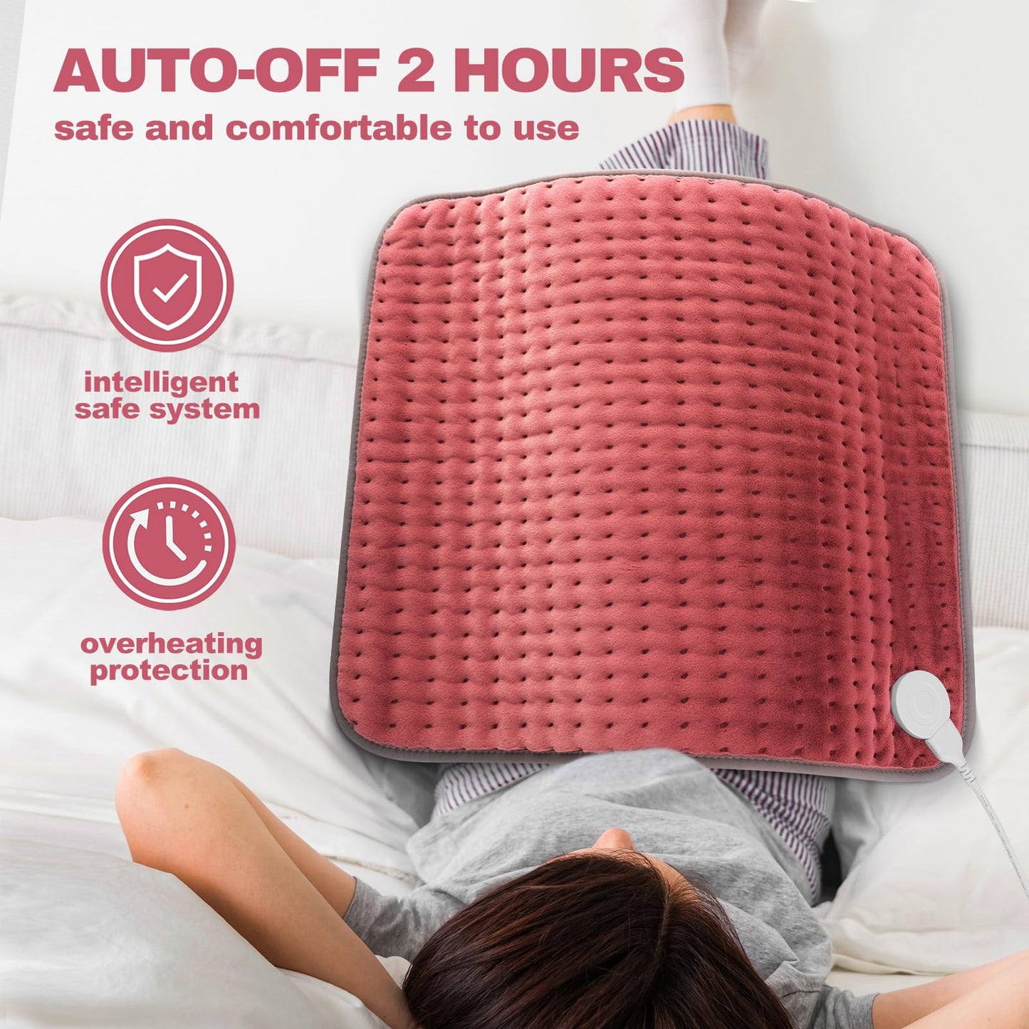 Heating pad for Back, Neck, Shoulder, Cramps and Leg Pain Relief, Heat Pads Christmas Gifts for Women, Men, Mom, Dad, Auto-Off,Machine Washable,Moist Dry Heat Options,Extra Large 12"x24"