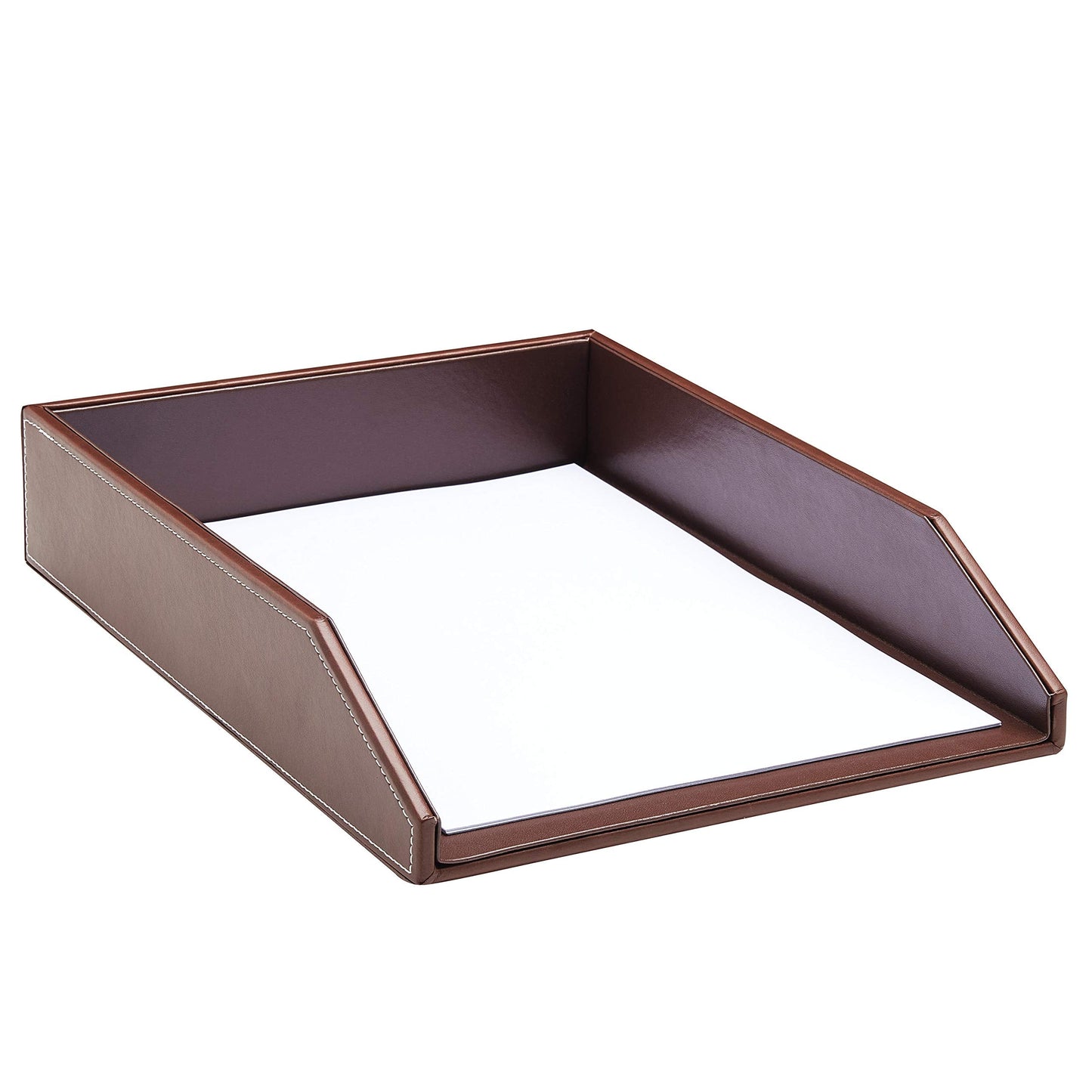Gallaway Leather Letter Desk Organizer - Premium PU Leather Perfect for Office Organization, Document Holder Fits A4 Paper, Stackable Drawers for Extra Desk Storage
