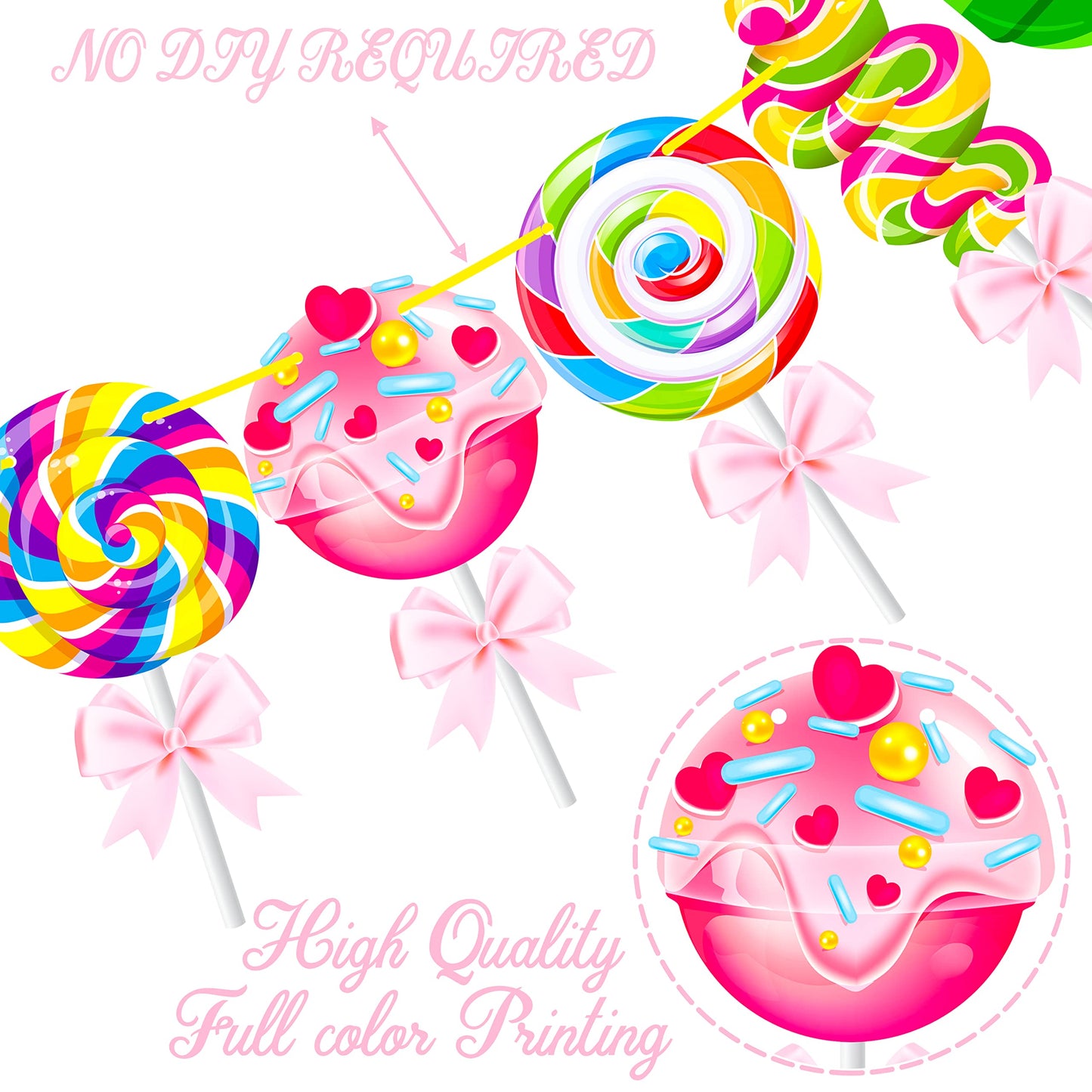 Candy Party Banners 2Pcs Candy Birthday Party Cutout Banners Lollipop Party Decorations for Candyland Baby Shower Supplies