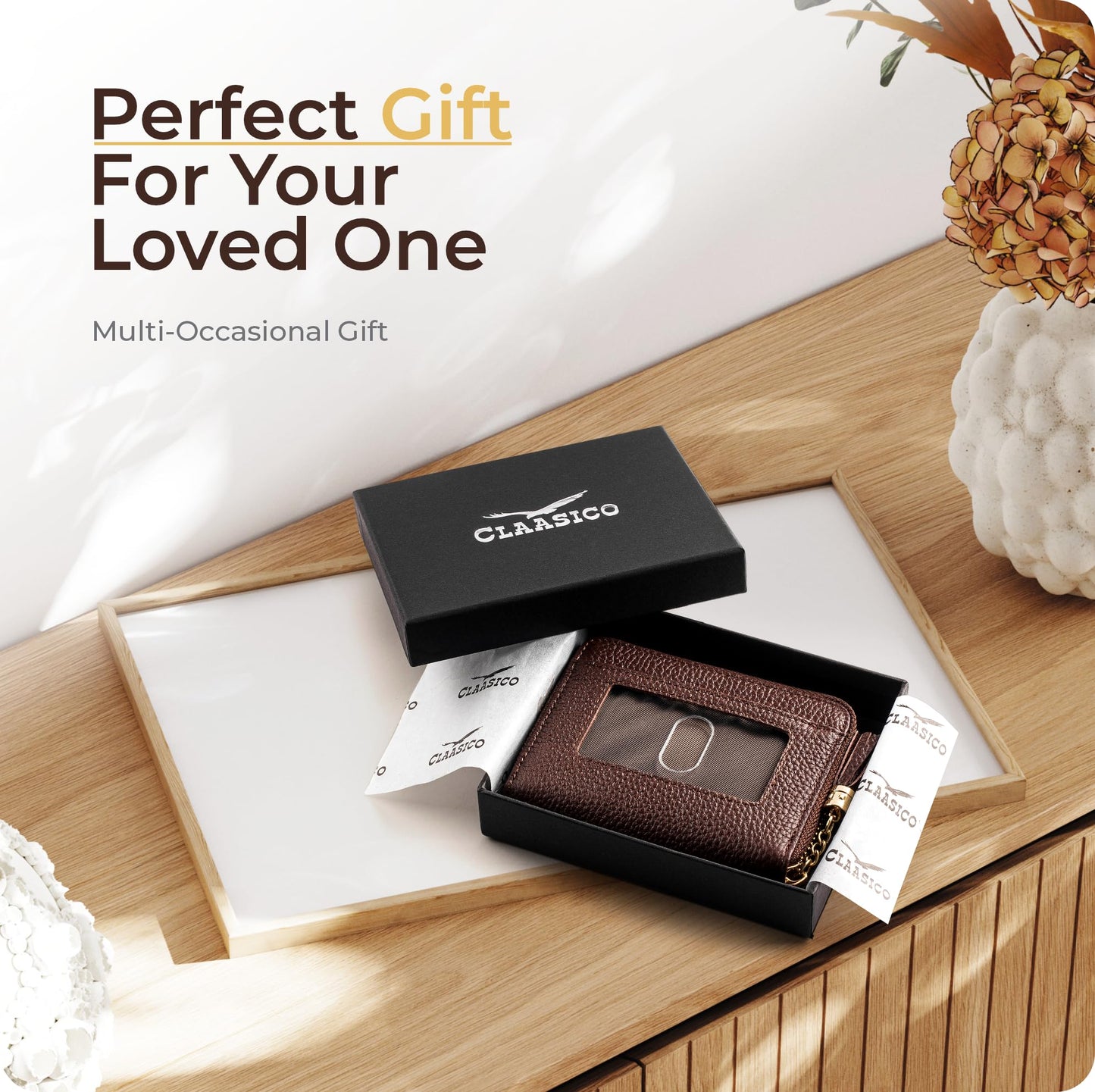 Claasico Bifold Wallet for Women RFID Blocking | Genuine Leather Zip Wallet & Ladies Coin Pocket | Stylish Credit Card Holder | Travel Wallet with Anti-Theft Protection