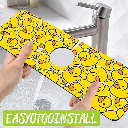 Sink Splash Guard Faucet Mat Rubber Ducky Absorbent Fast Drying Mat Sink