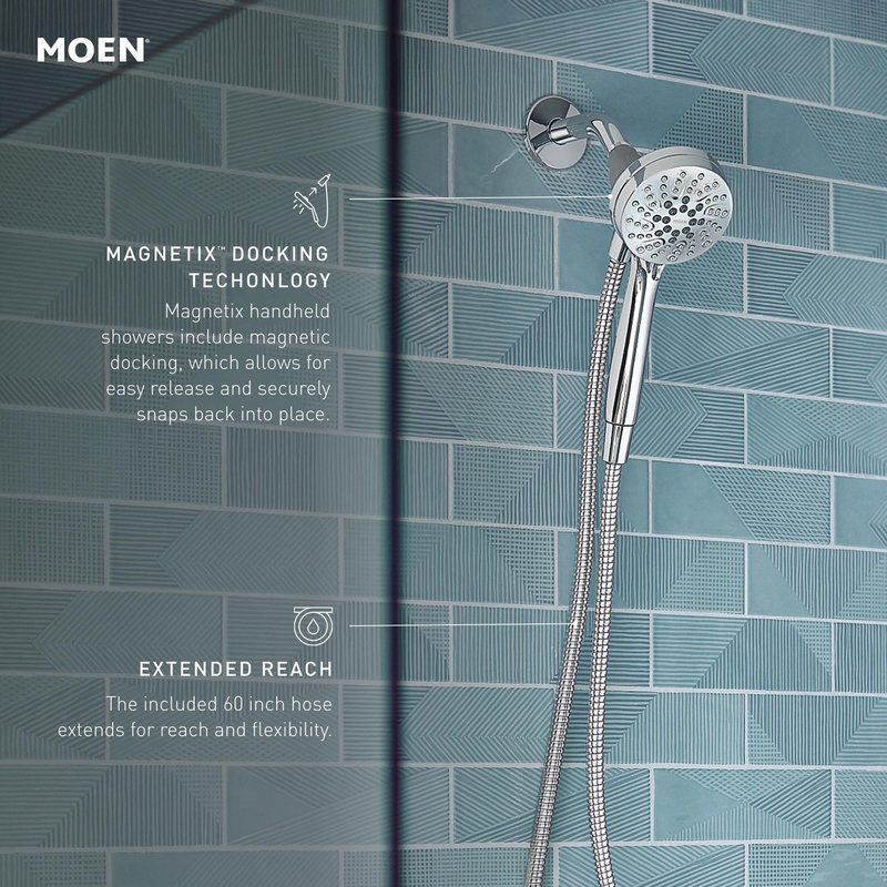 Moen Engage Magnetix Shower Head with Handheld Sprayer, 6 Spray Functions, Spot Resist Brushed Nickel, 26100EPSRN