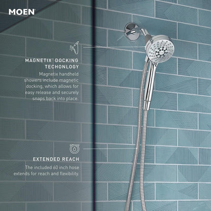 Moen Engage Magnetix Shower Head with Handheld Sprayer, 6 Spray Functions, Spot Resist Brushed Nickel, 26100EPSRN