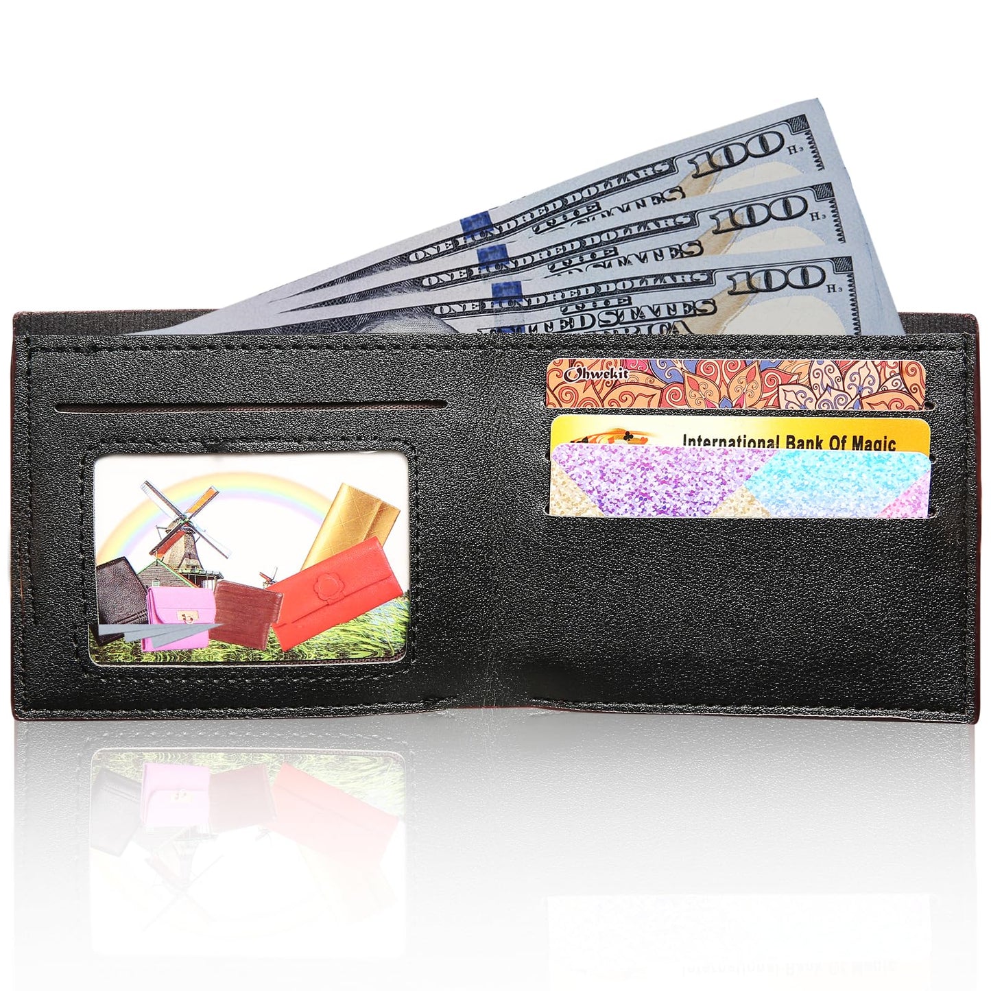VZZNN 12 PCS Leather Bifold Wallets for Men,Men’s Wallet Bulk for DIY Engraving,With money clip,card holder(6 Black & 6 Brown)
