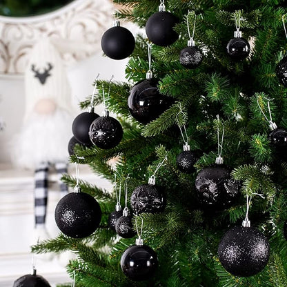 Christmas Ornaments for Xmas Trees,Black Shatterproof Christmas Ball Ornaments