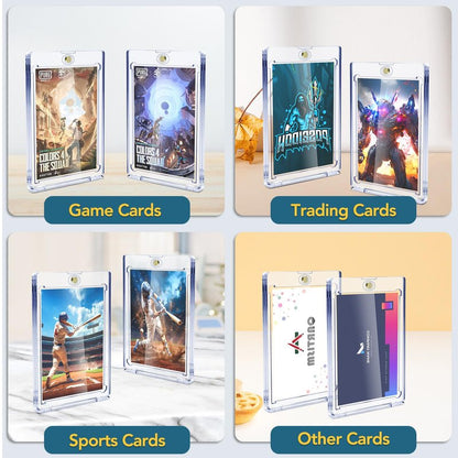 ZENOWICK 16ct Magnetic Card Holders, 35pt One Touch Card Holder, U-V Protection Hard Plastic Case for Trading Cards, Display Case for Sports, Baseball, Football, Game Cards