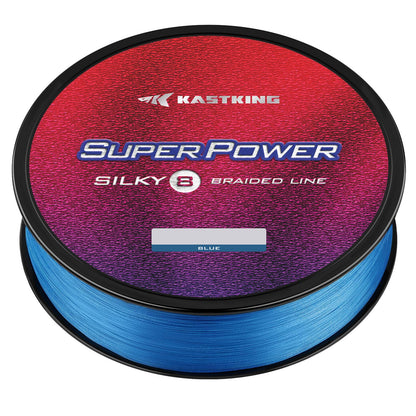 KastKing Superpower Silky8 Braided Fishing Line, Blue, 8 Strands, 80 LB, 500 Yds