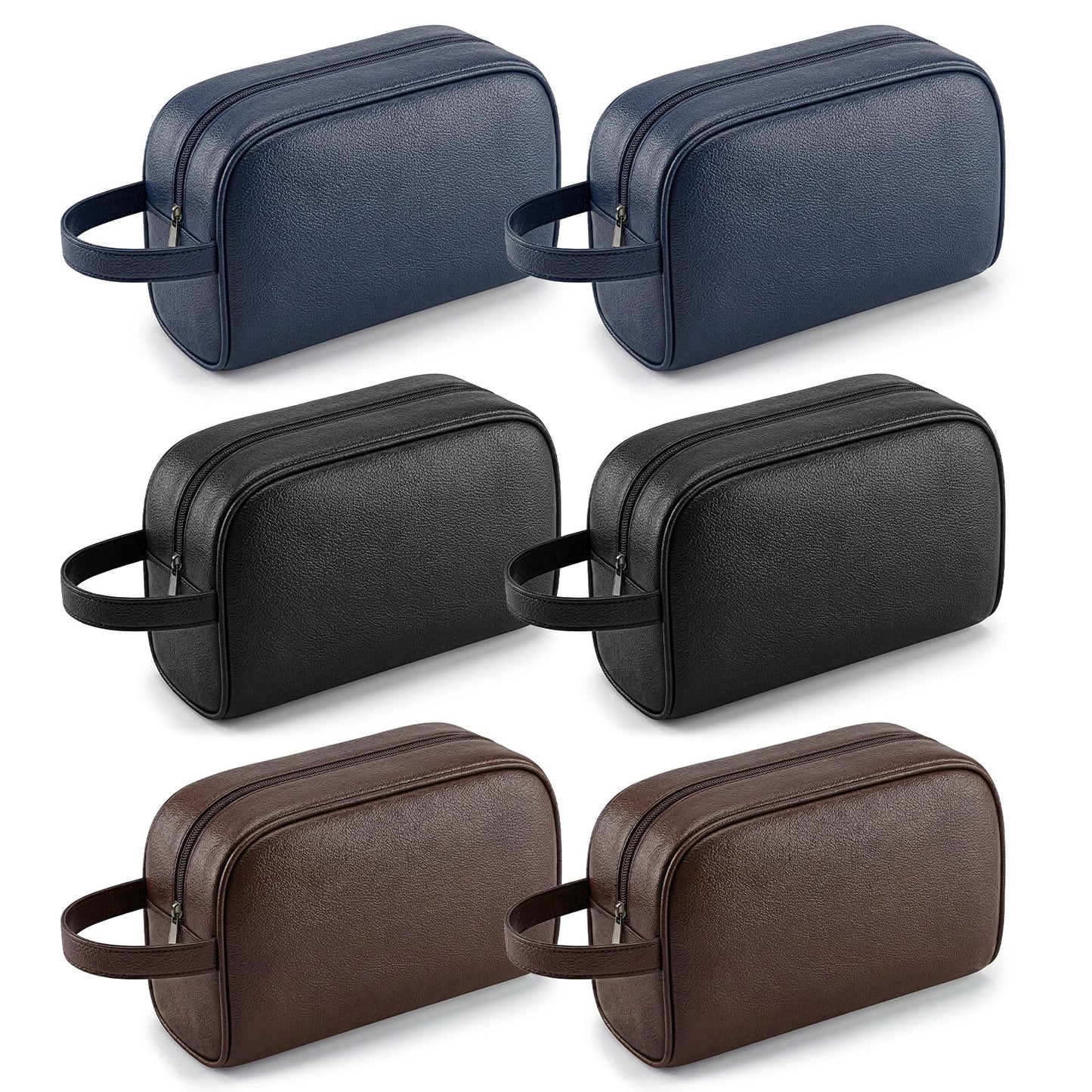6 PCS Leather Toiletry Bag Bulk, Personalized Toiletry Bag for Men PU Leather Groomsmen Bags Waterproof Travel Toiletries Bags Large Capacity for Organization of Toiletries and Cosmetics-3 Colors