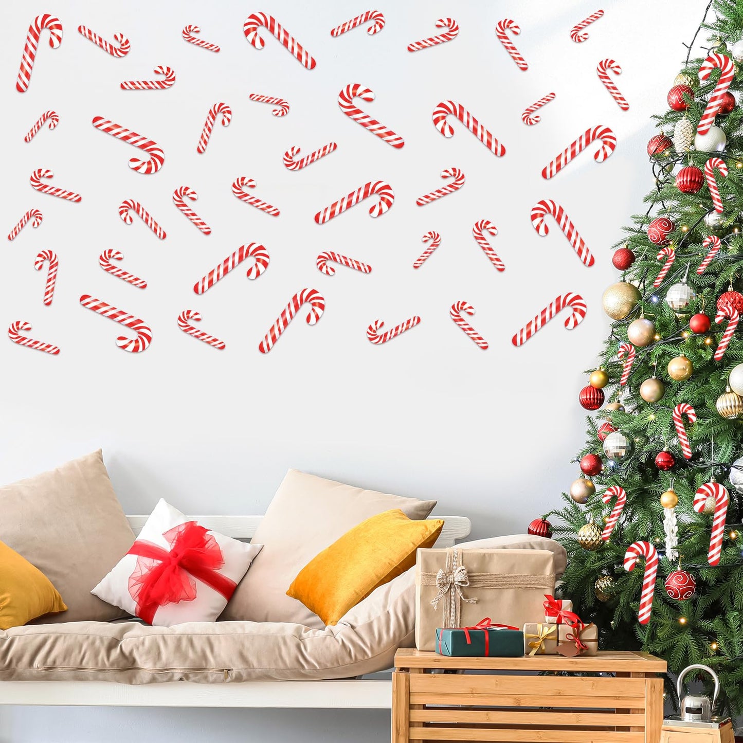 Zonon 90 Pcs Christmas Candy Cane Paper Cutouts Classroom Bulletin Board Decoration for Classroom Office Party Bulletin Board Wall Chalkboard Home Christmas Decor