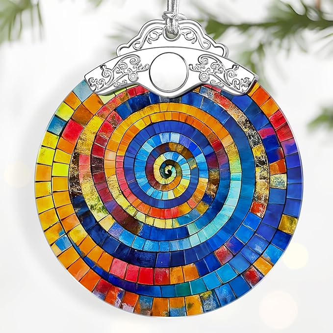 Rainbow Spiral Ornament – Christmas Decoration & Christmas Ornament; Stained Glass Holiday Decoration (Holiday Present, Bauble Present, Gift Idea, Gift Exchange) | Heirloom Keepsakes