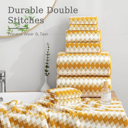 8 Piece Bathroom Towel Set |2 Oversized Bath Towels, 2 Hand Towels, 4