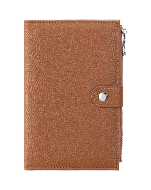 RNIEGA Passport Holder for Women Leather Passport Wallet for Travel RFID Blocking Passport Wallet Credit Card Holder with Zipper Pocket