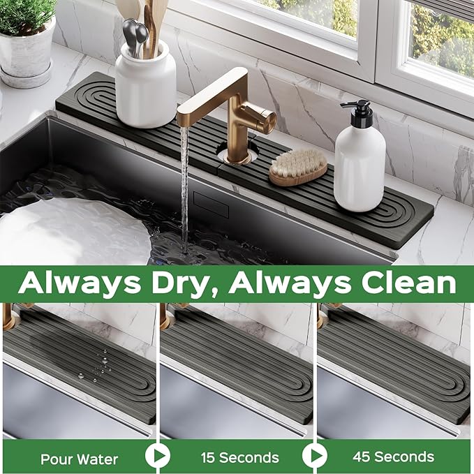 23.6 Inch Stone Faucet Mat for Kitchen Sink Splash Guard