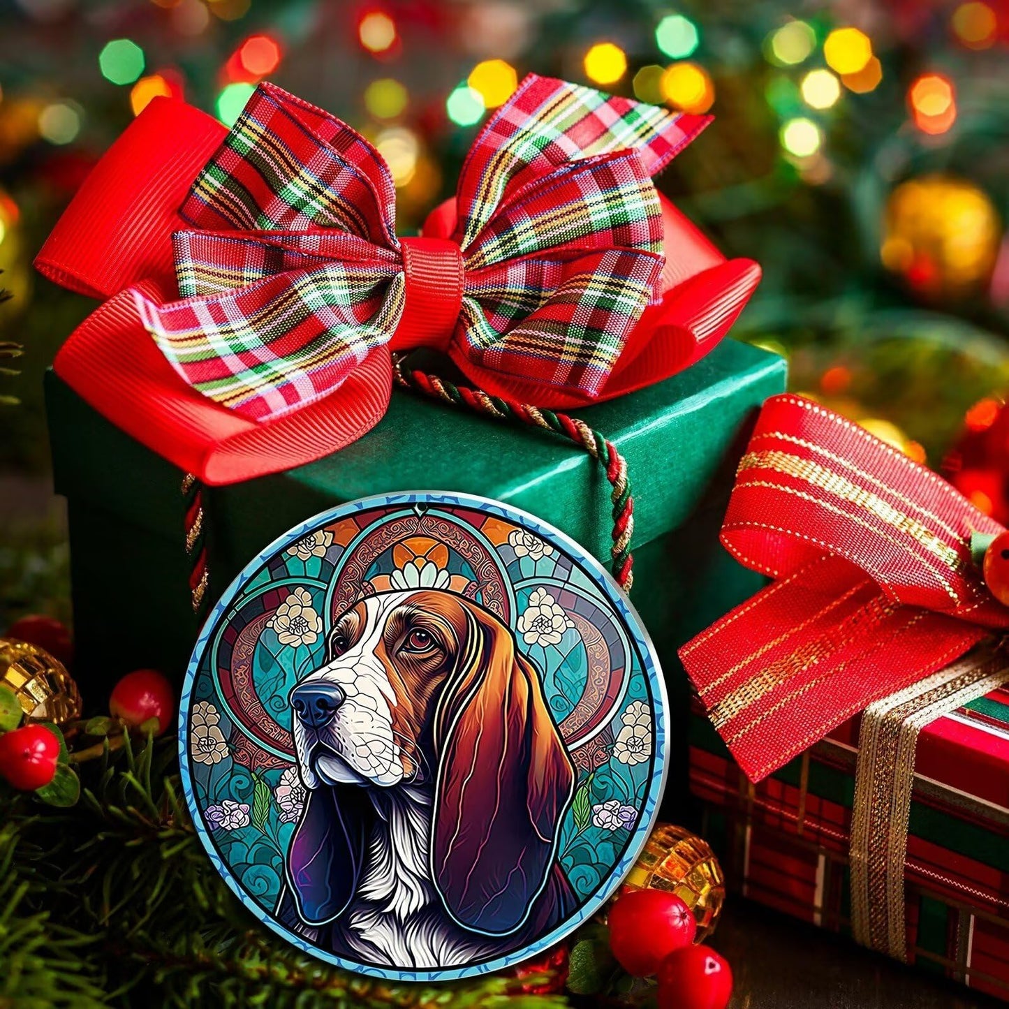 Basset Hound Christmas Ornament - Gifts for Dog Lovers, Christmas Tree Decoration, New Year Keepsake